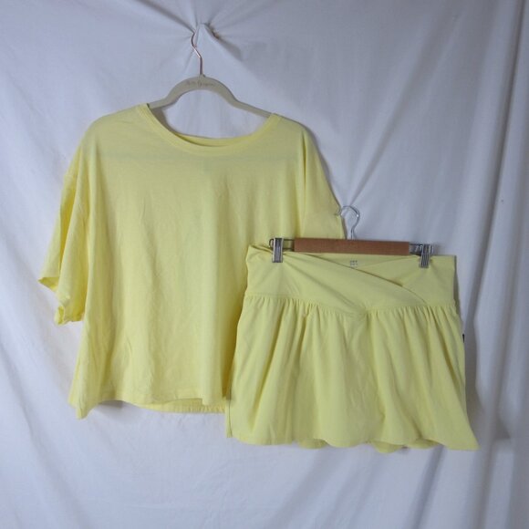 Joy Lab 2 Piece Active Skort and Shirt High Rise Cut Out Yellow XL & XXL NWT - Picture 3 of 11
